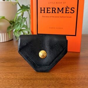 Vintage Hermes Black Leather Luvan Cattle Coin Case Purse Change Holder